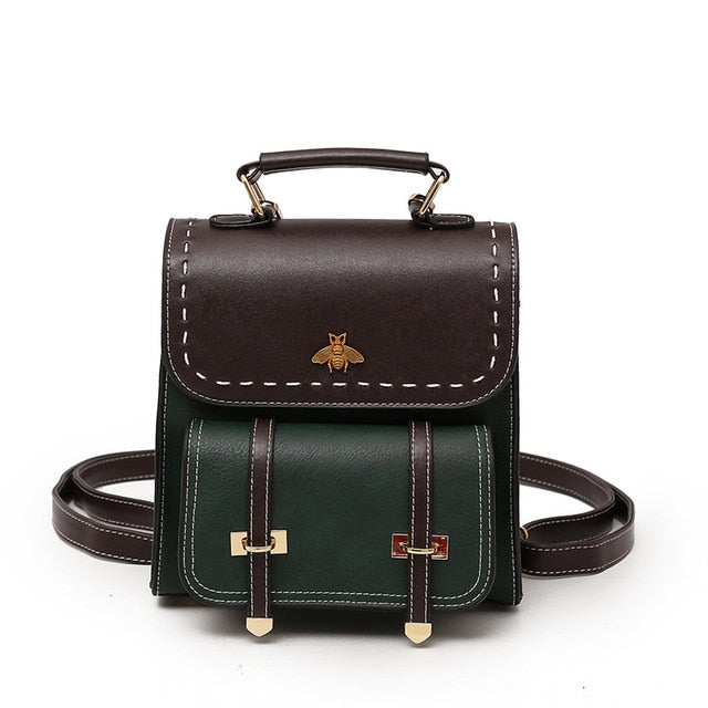 Women Backpack Little Bee School College Backpack Quality Vintage Leather Preppy Female Backpack Travel Bag mochila Dropshipping