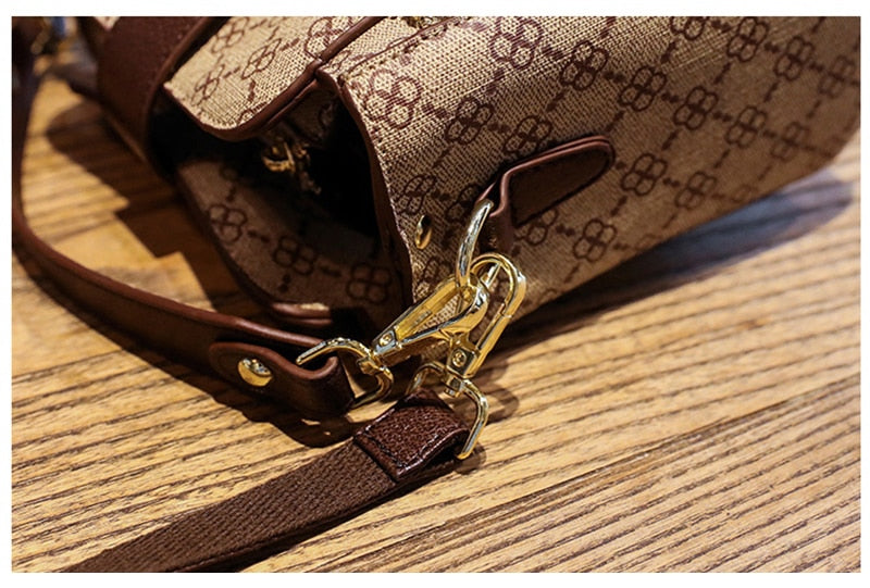 Women Bag New Trend With Top Handle Luxury Shoulder Crossbody Leather Vintage Fashion Small Plaid Handbag
