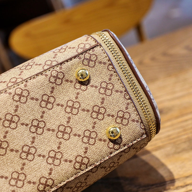Women Bag New Trend With Top Handle Luxury Shoulder Crossbody Leather Vintage Fashion Small Plaid Handbag