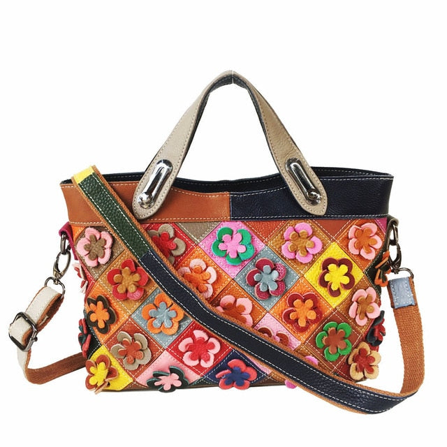 Multi-color Genuine Leather Handbag Fashion Big Capacity Quality Leather Stylish Work