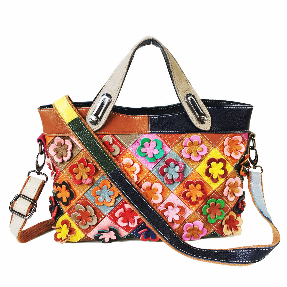 Multi-color Genuine Leather Handbag Fashion Big Capacity Quality Leather Stylish Work