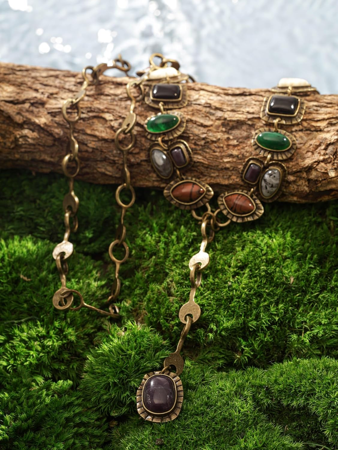 Bohemian Created Turquoise Beaded Y-Necklace, Turquoise-Toned Multi-Shaped Pendant, Dainty Elegant Jewelry for Women