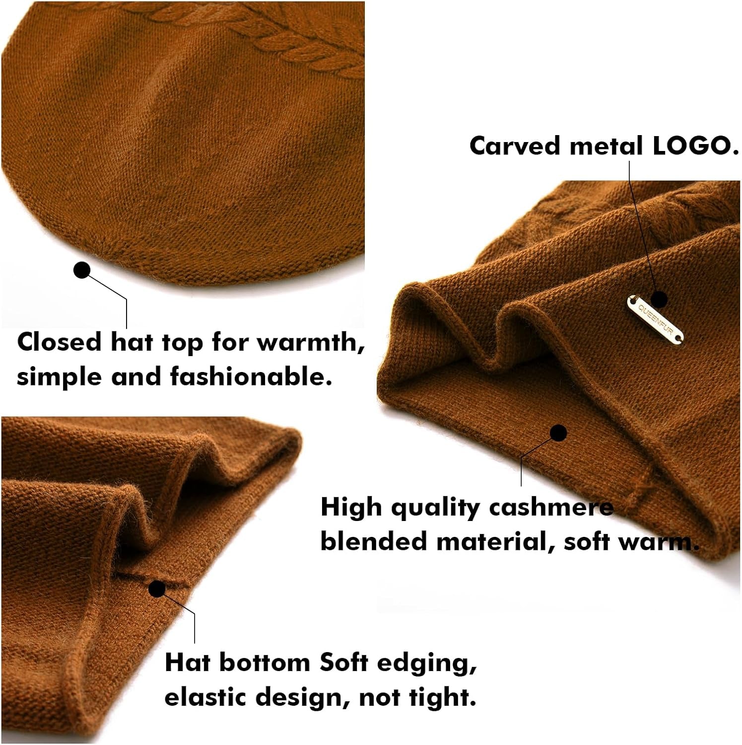 Knit Slouchy Beanie Hats for Women Cashmere Ski Cap Knitted Wool Soft Warm Winter Hat