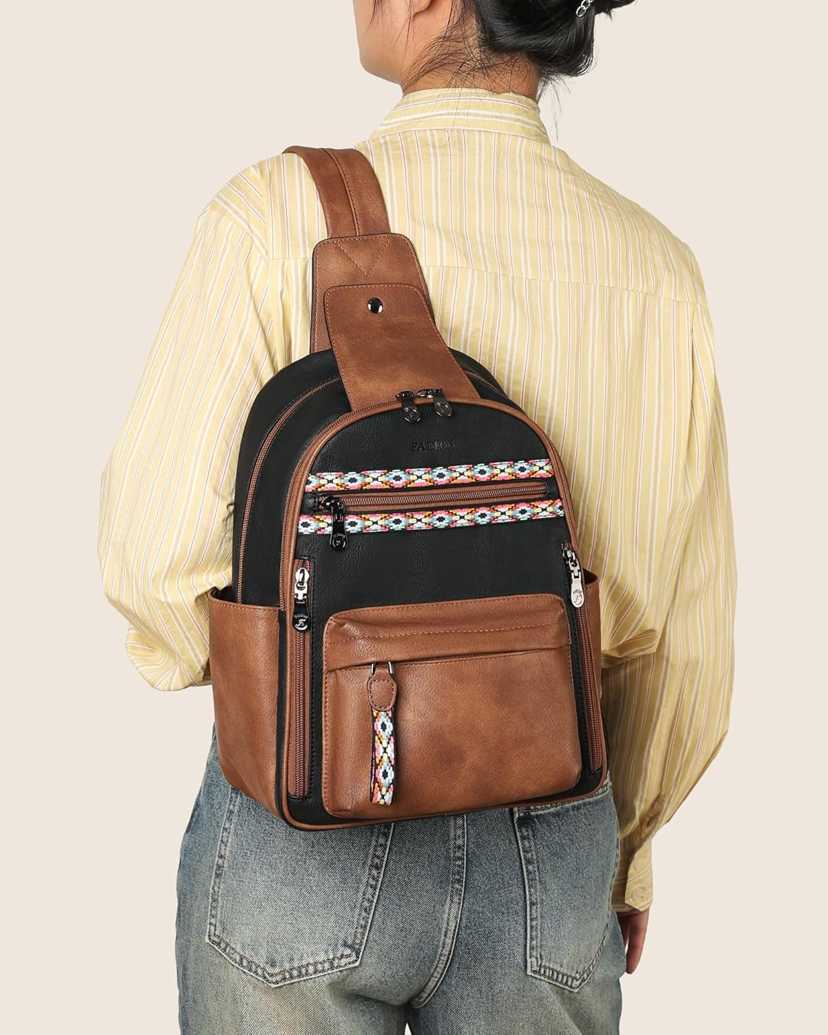 Large Sling Bag for Women, Leather Crossbody Purse Designer anti Theft Sling Backpack, RFID Fanny Packs for Travel