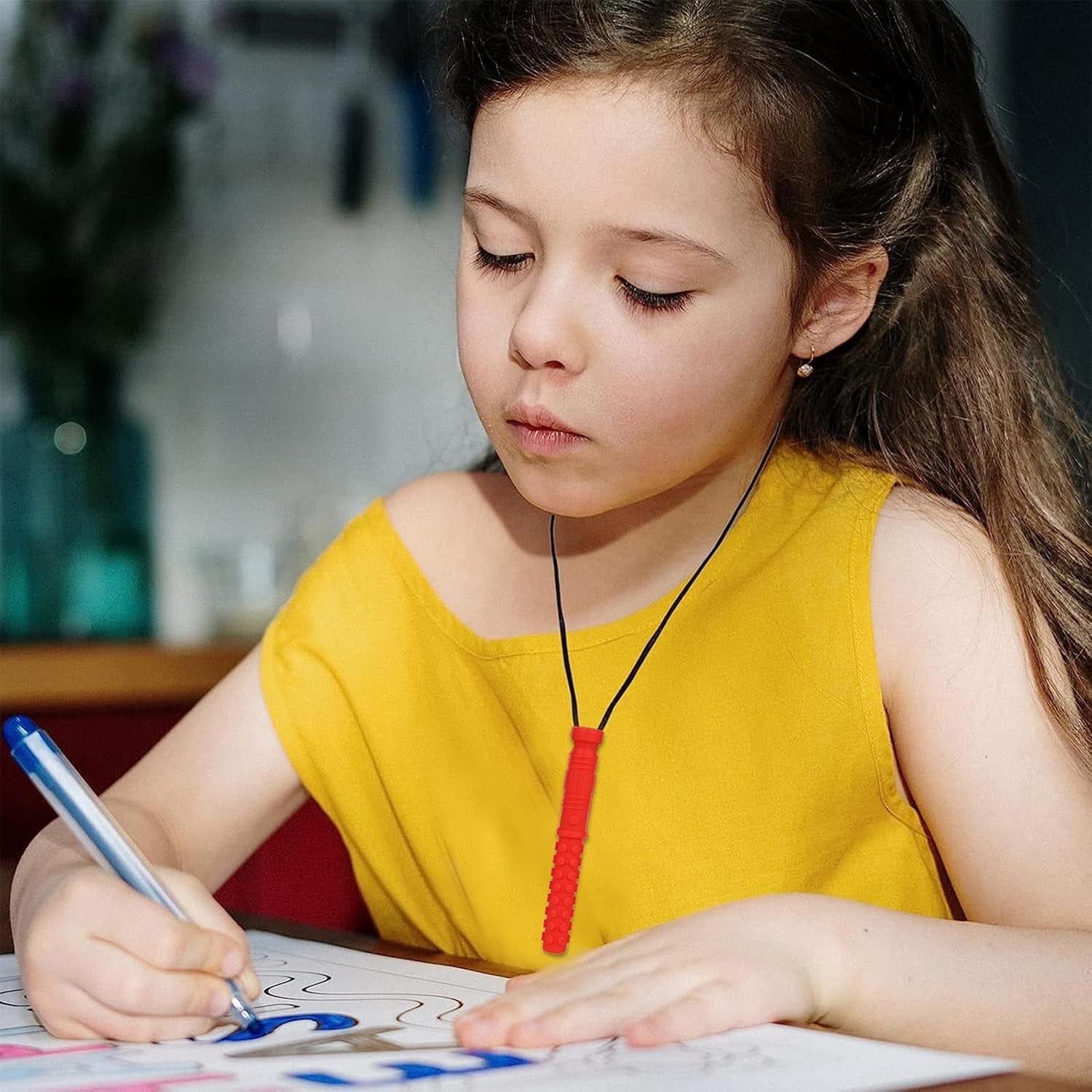 6 Pack Mace Chew Necklace for Sensory Kids, BPA Free, Food-Grade Silicone Oral Motor Aids Chew Necklace Sensory for Autism, ADHD, Anxiety, or Other Special Needs