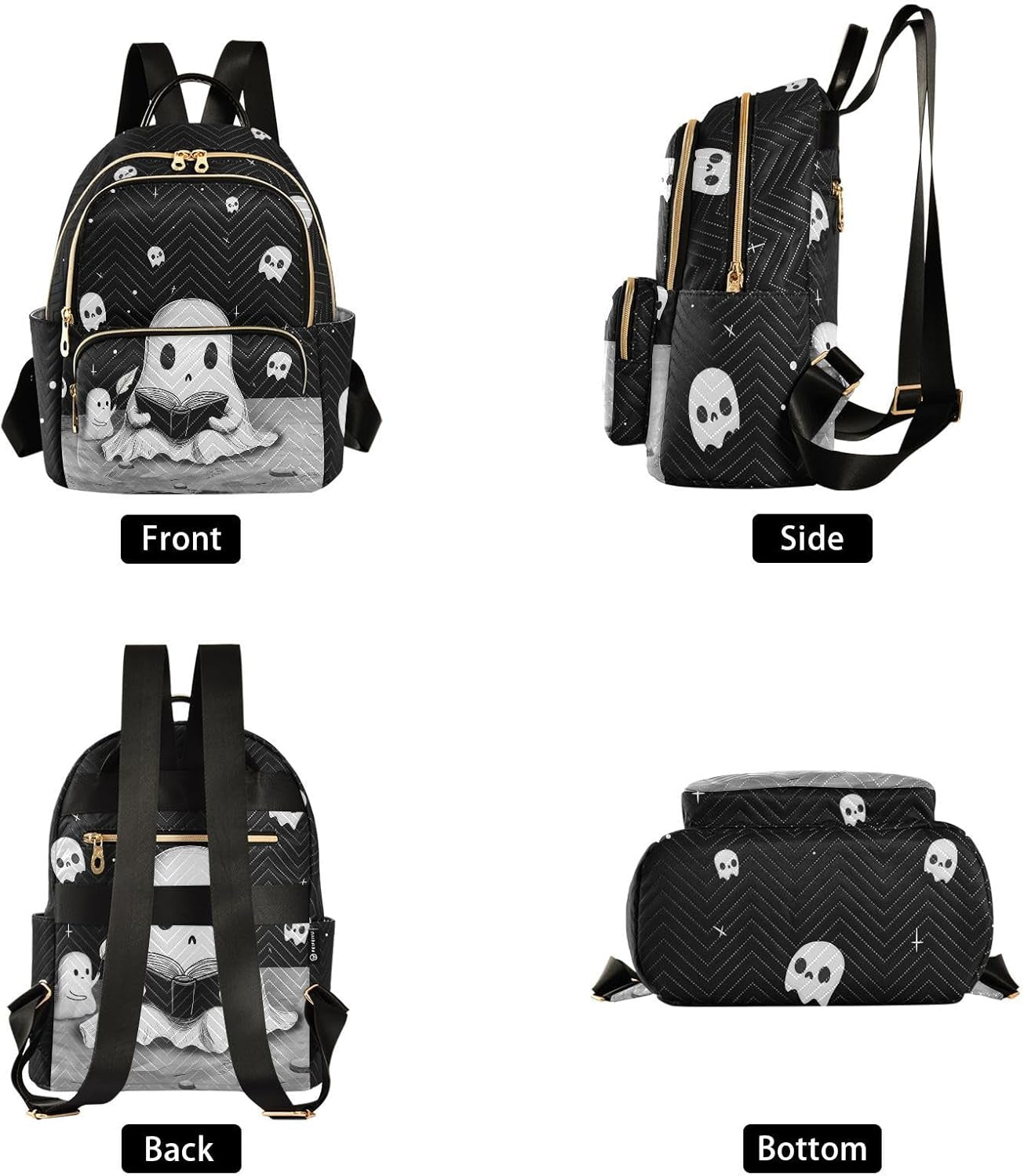 Cute Ghost Quilted Backpack Purse for Women Fashion Small Backpack Shoulder Bag Travel Casual Daypack M