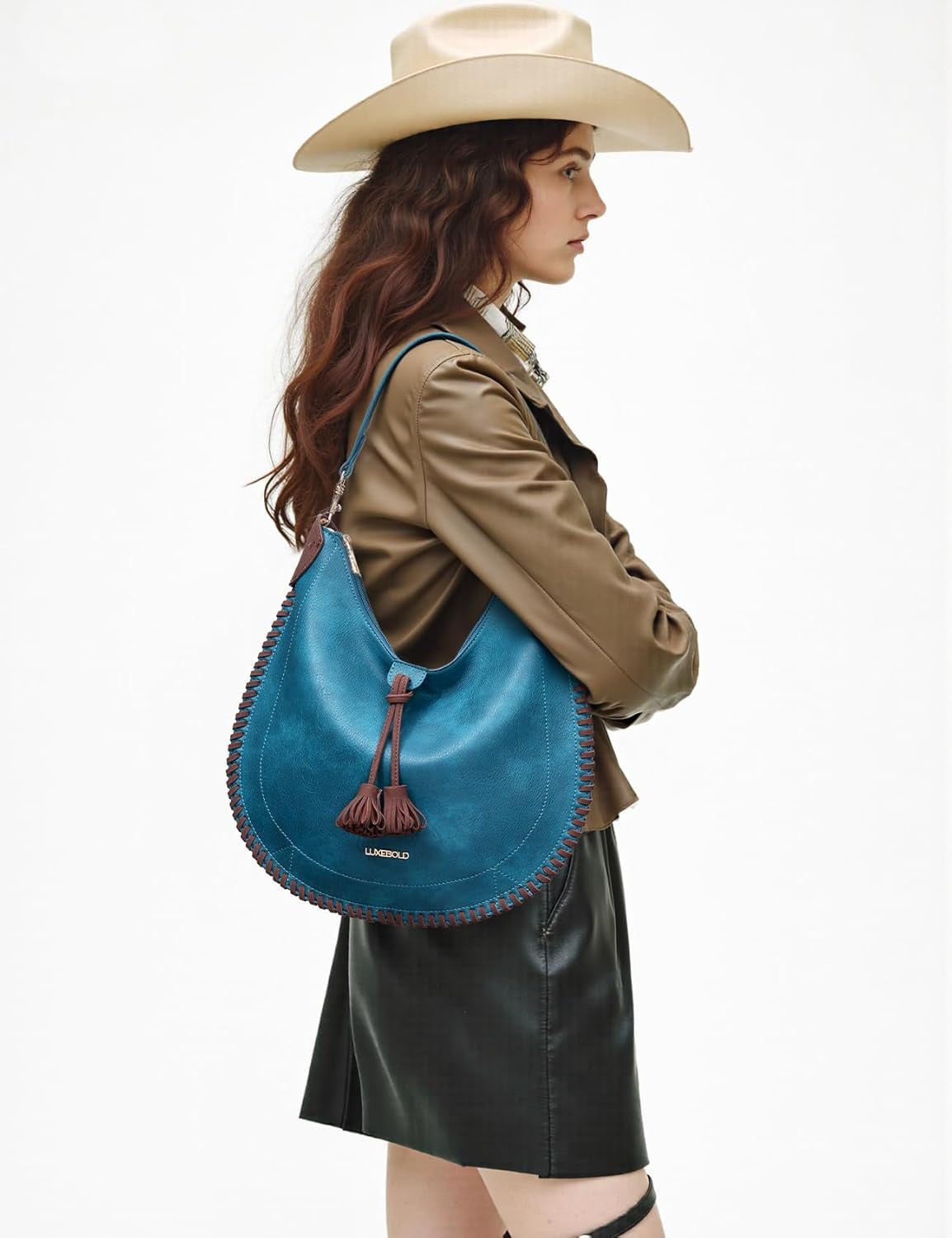 Hobo Bag for Women Western Crossbody Purses Woven Shoulder Handbags with Tassel