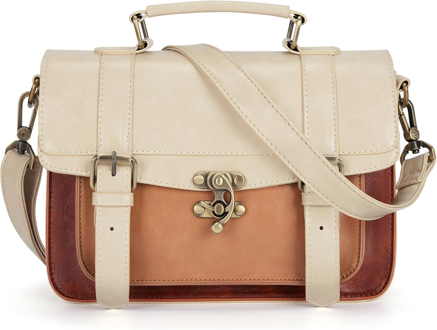 Women PU Leather Satchel Purse Vintage Small College Crossbody Messenger Bag Work Cross-Body Bag