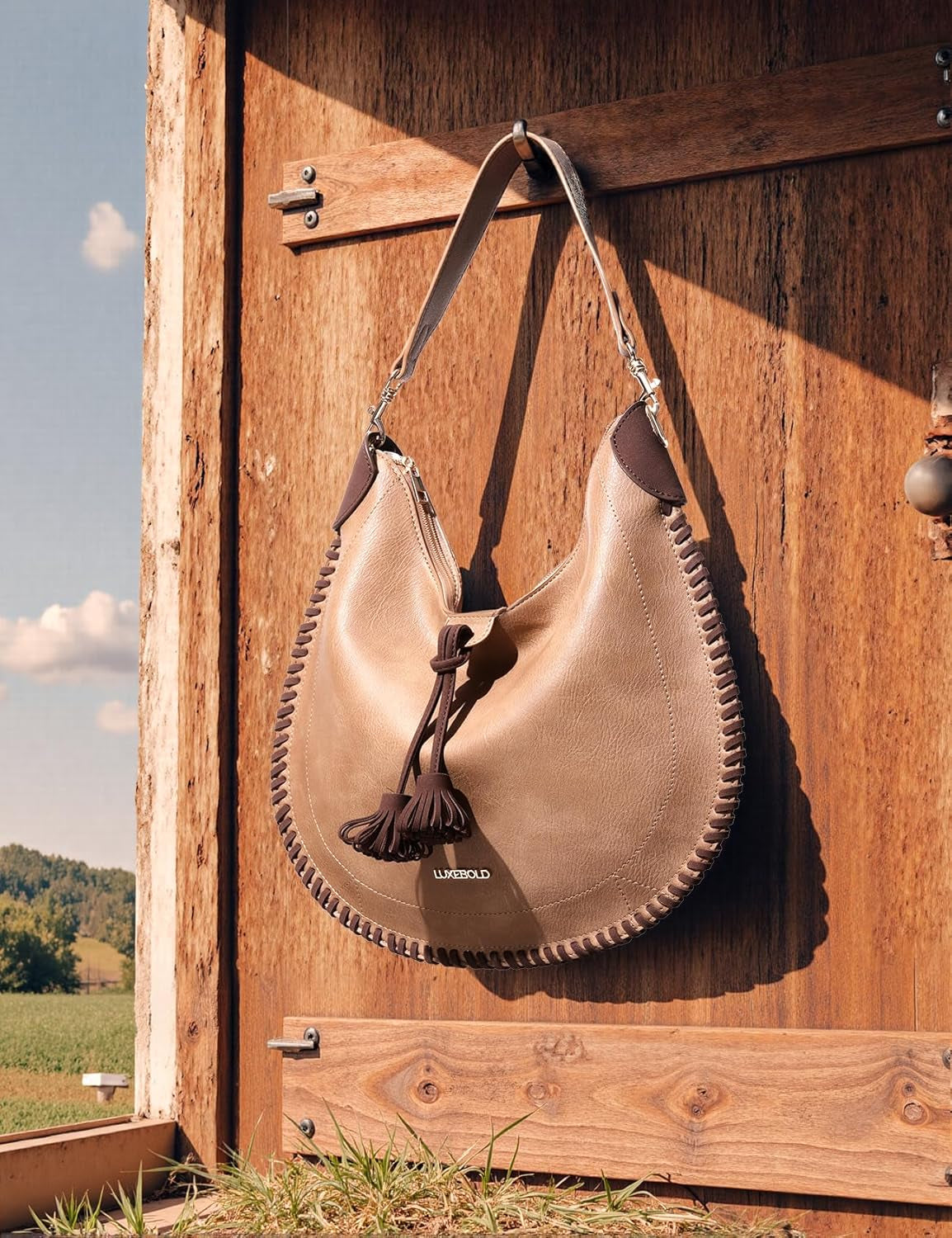 Hobo Bag for Women Western Crossbody Purses Woven Shoulder Handbags with Tassel