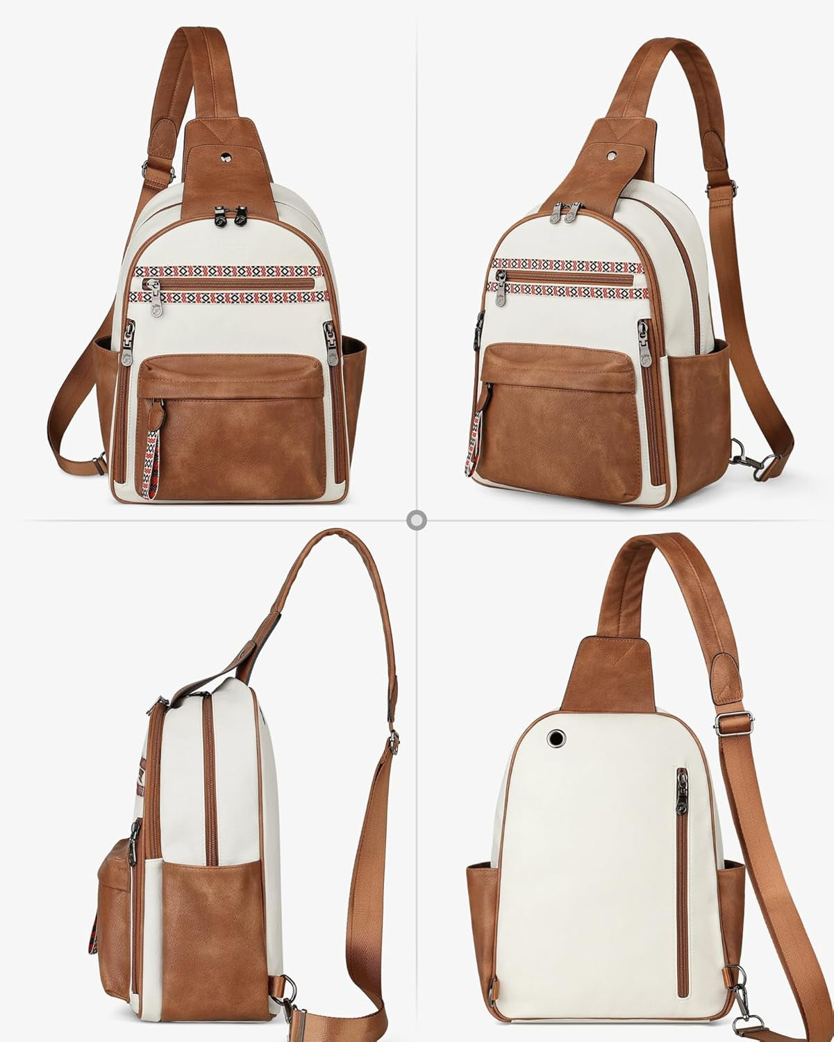 Large Sling Bag for Women, Leather Crossbody Purse Designer anti Theft Sling Backpack, RFID Fanny Packs for Travel