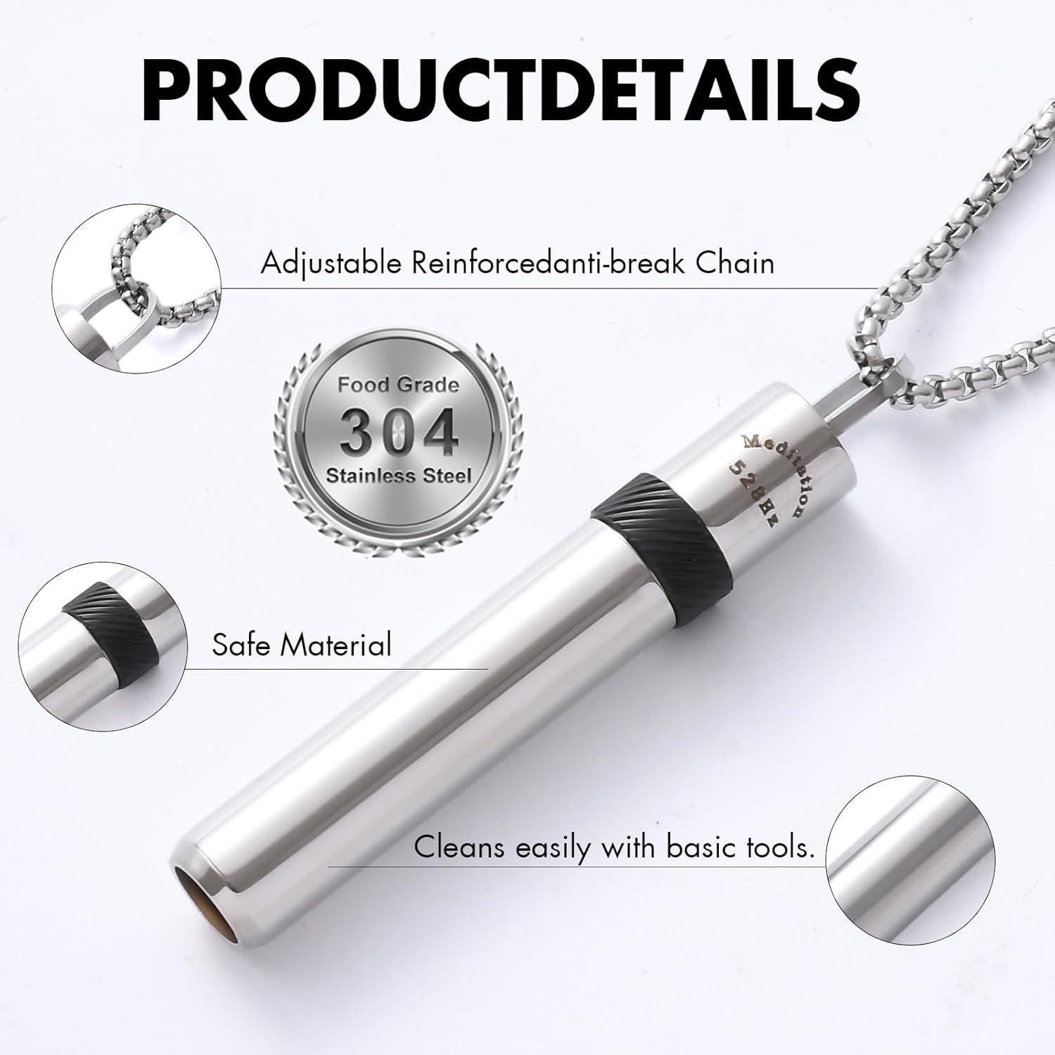 528 Hz Breathing Necklace for Anxiety Relief anti Smoking Necklace Quit Smoking Meditation Tuning Whistle Fum Vaporless Inhaler for Natural Calm Stress Relief