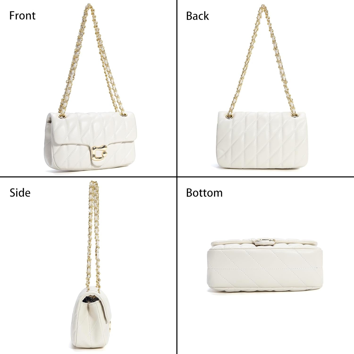 Quilted Crossbody Purse for Women Trendy - Ladies Shoulder Bag Leather Handbag Designer Evening Clutch with Chain Strap