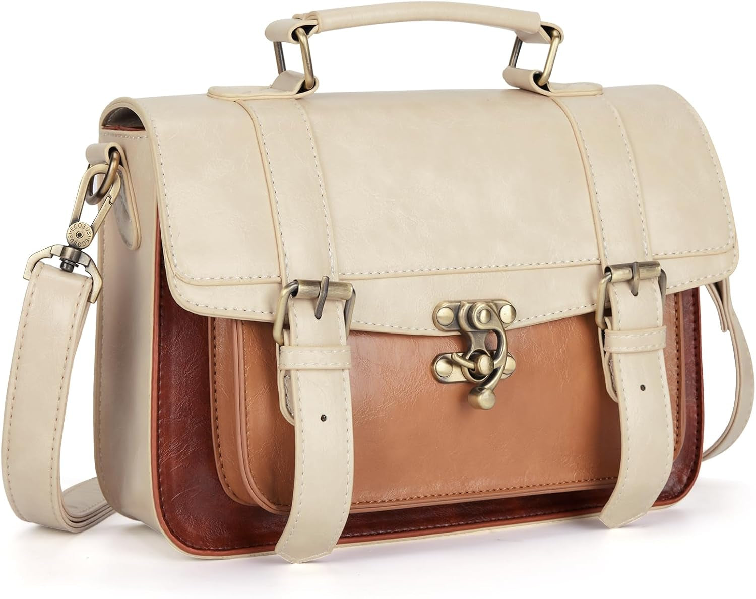 Women PU Leather Satchel Purse Vintage Small College Crossbody Messenger Bag Work Cross-Body Bag