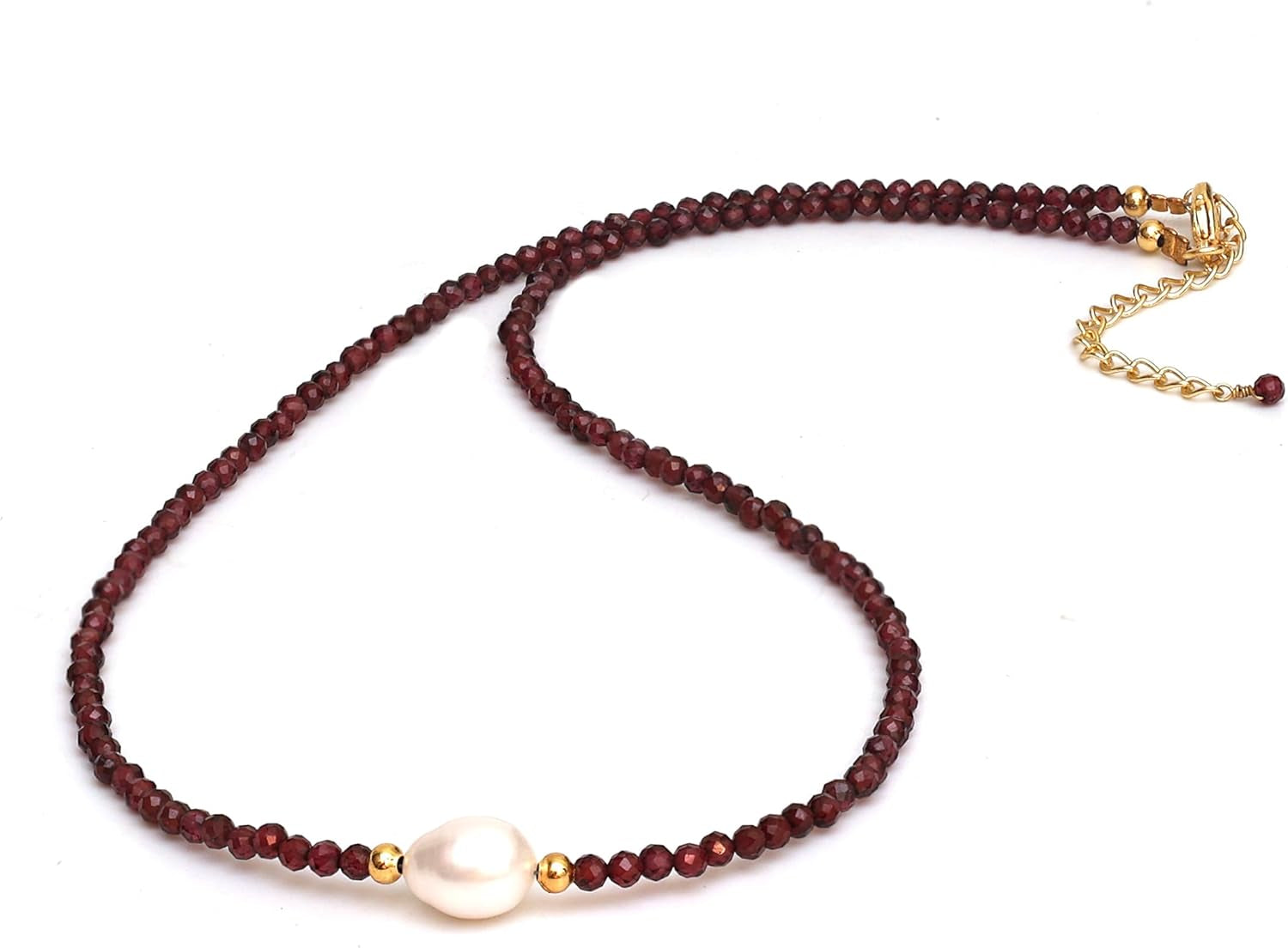 Gempires Gemstone Beaded Necklace with Freshwater Pearl Choker Style Jewelry Hypoallergenic Non Tarnish Gold Plated Crystal Beads Necklaces for Women