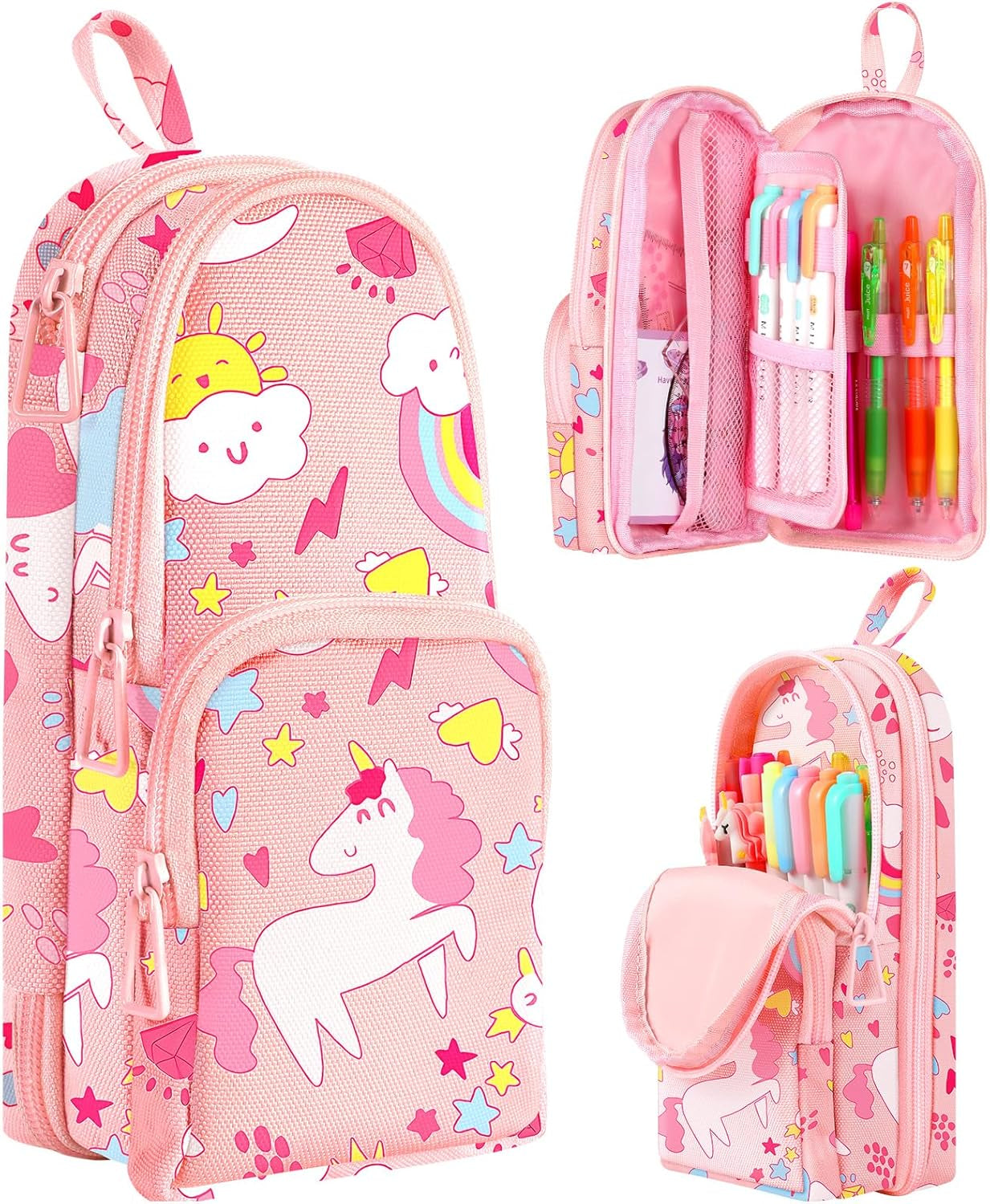 Cute Pencil Case,Unique Aesthetic 3D Schoolbag-Shaped Pencil Pouch for Girls Boys Kids Women,Big Capacity Pen and Pencil Stationery Organizer Bag with Zippers for School Office