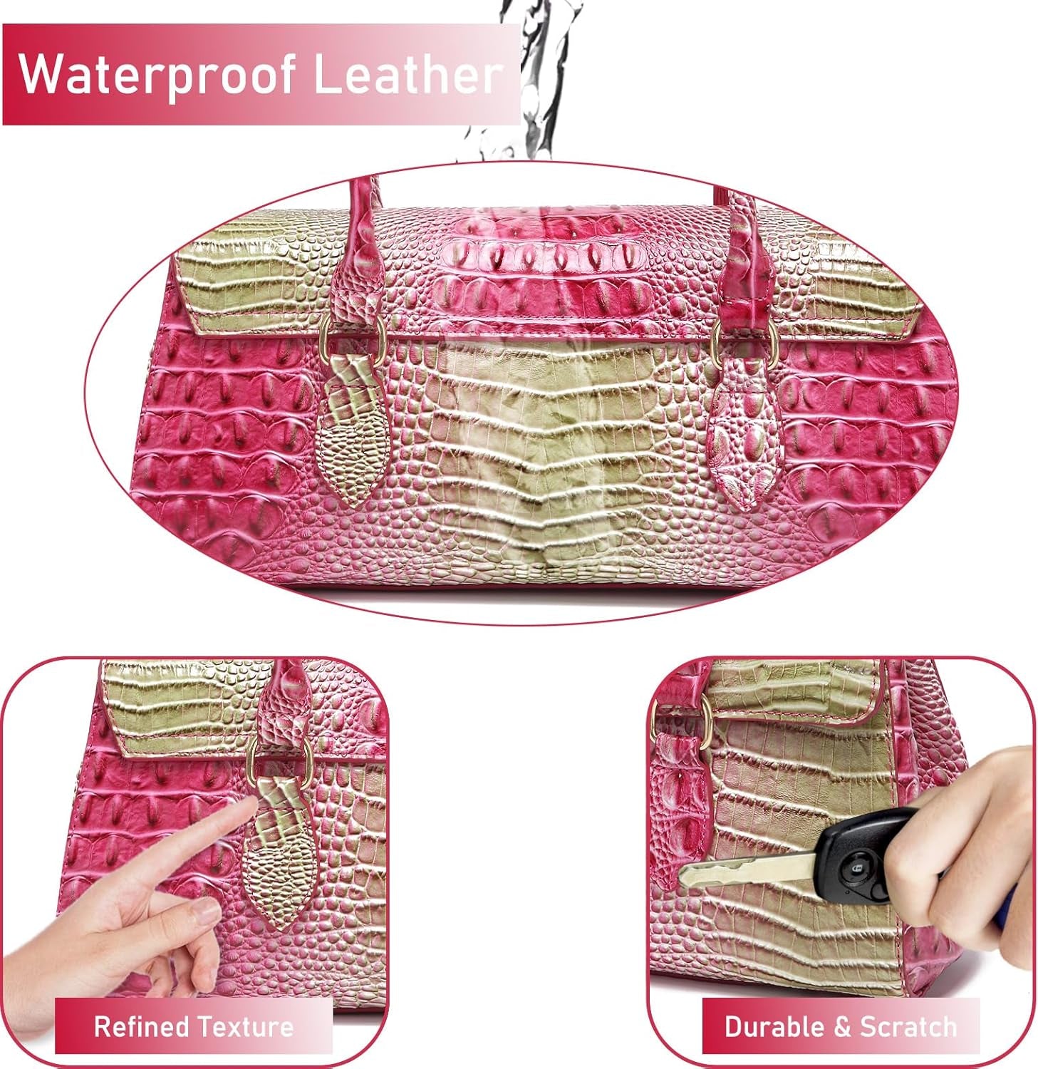 Leather Crocodile Pattern Top Handle Handbag for Women High-Value Satchel Tote Purse for Ladies