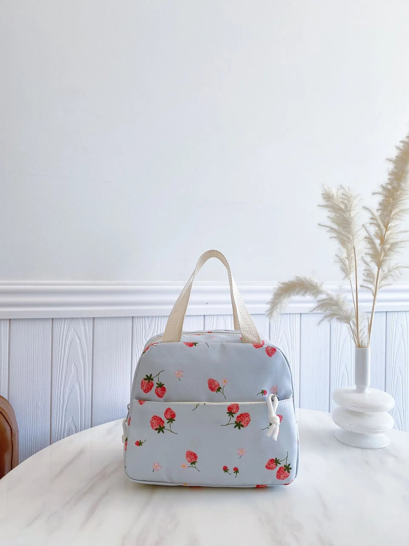3-Piece Strawberry Print Canvas Bag Set