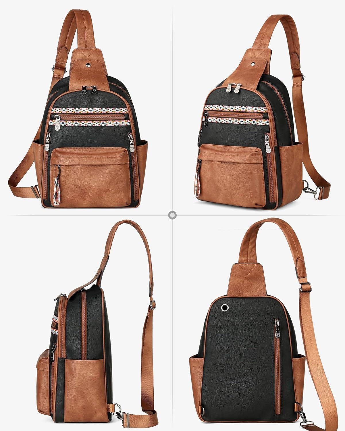 Large Sling Bag for Women, Leather Crossbody Purse Designer anti Theft Sling Backpack, RFID Fanny Packs for Travel