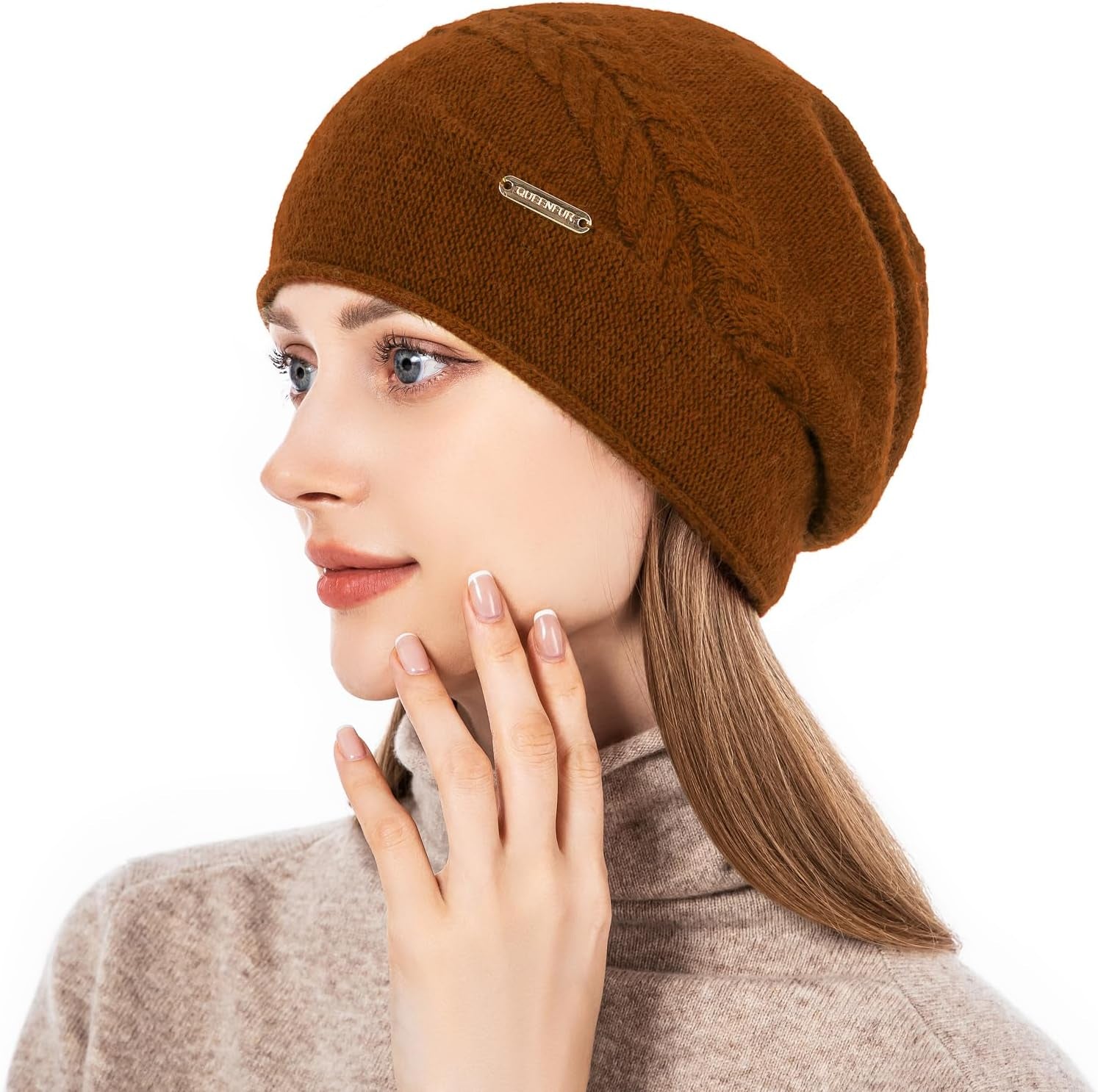 Knit Slouchy Beanie Hats for Women Cashmere Ski Cap Knitted Wool Soft Warm Winter Hat