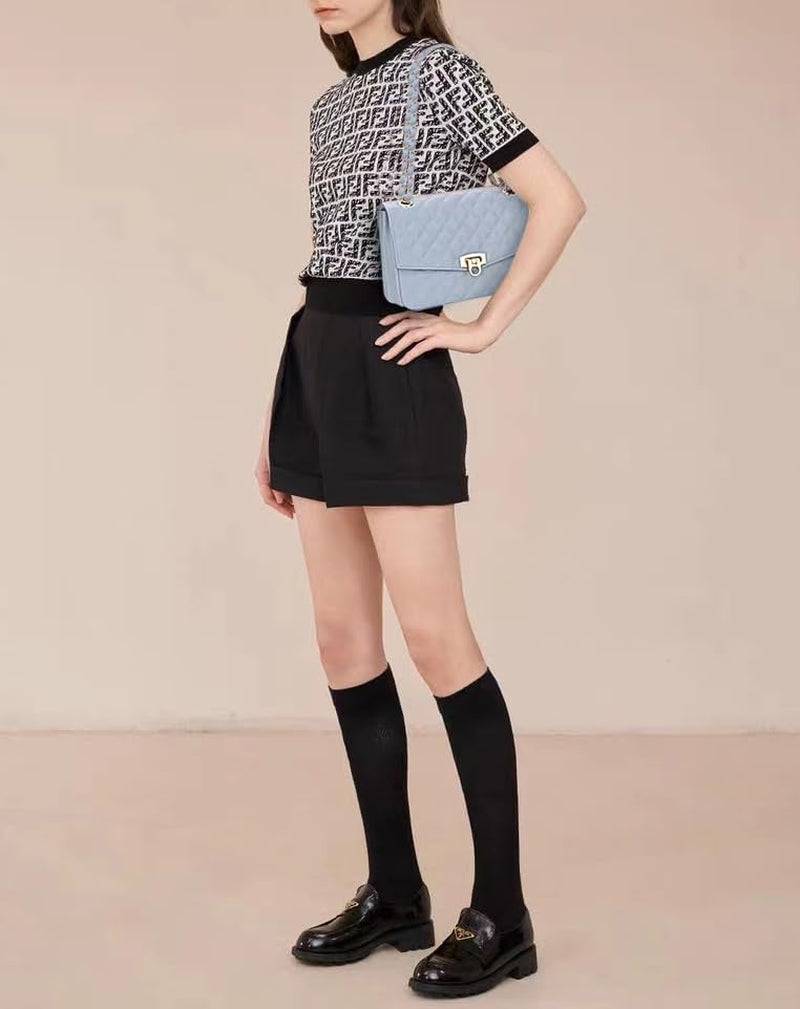 Quilted Shoulder Bag for Women, Medium Flap Crossbody Handbag with Chain Strap, Soft Vegan Leather Clutch Purse