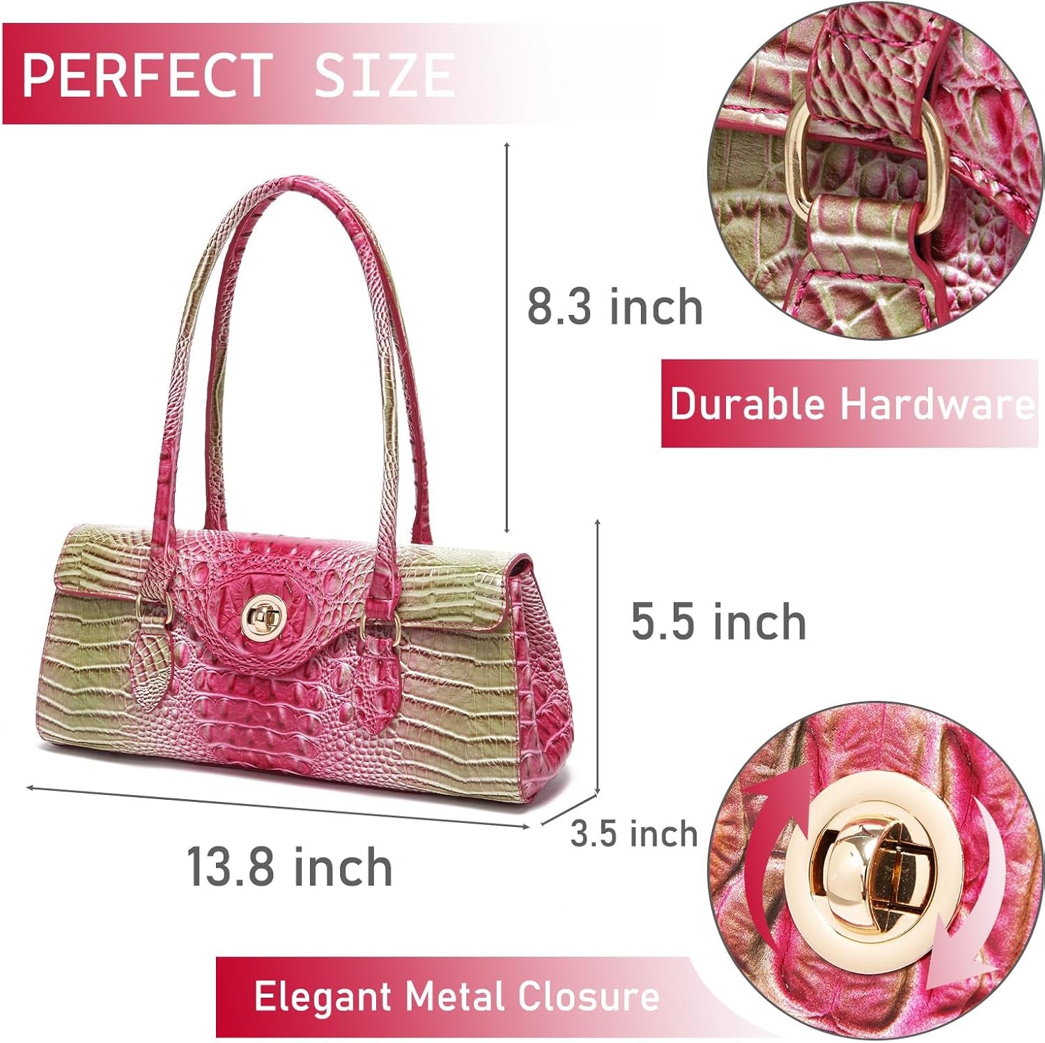 Leather Crocodile Pattern Top Handle Handbag for Women High-Value Satchel Tote Purse for Ladies