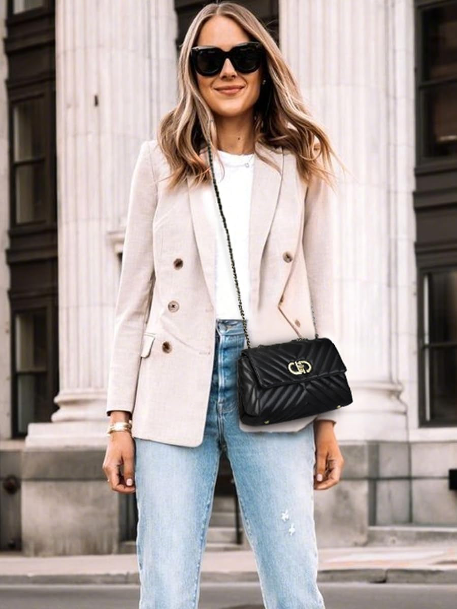 Small Quilted Crossbody Bag for Women Trendy Designer Shoulder Purse and Handbags with Chain Strap