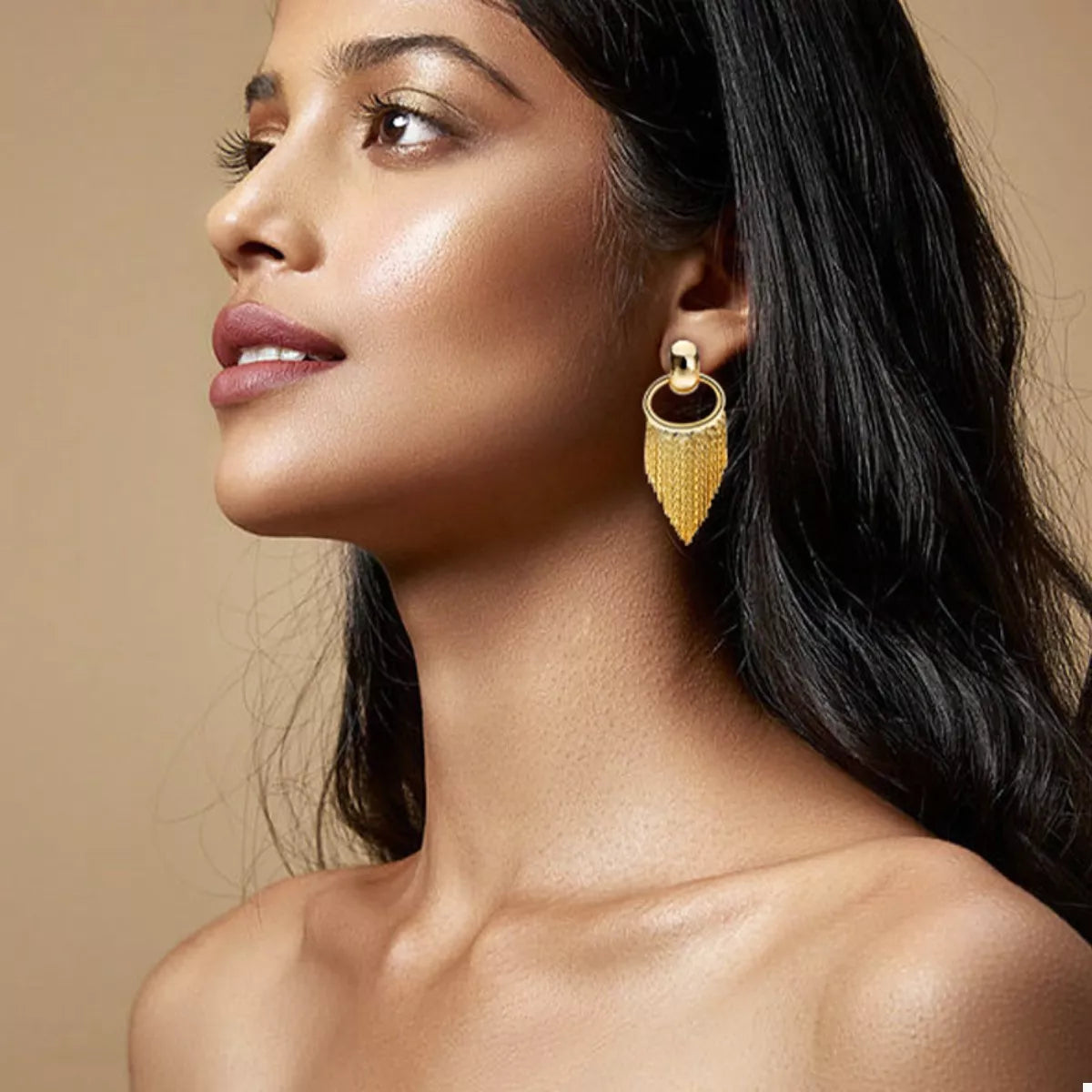 18K Gold-Plated Fringe Chain Earrings