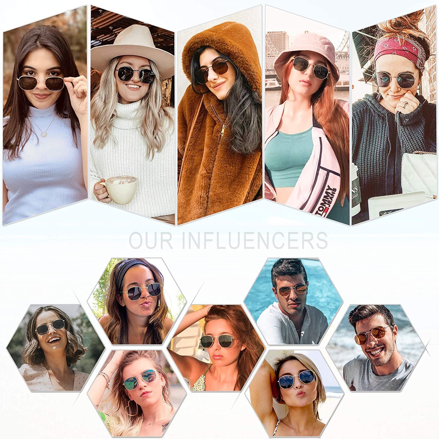 Square Polarized Sunglasses for Women Men Small Hexagonal Polygon Shades SJ1072