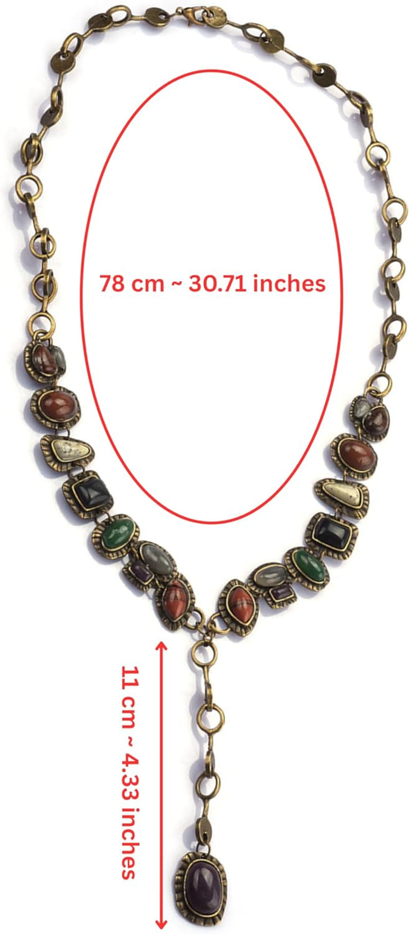 Bohemian Created Turquoise Beaded Y-Necklace, Turquoise-Toned Multi-Shaped Pendant, Dainty Elegant Jewelry for Women