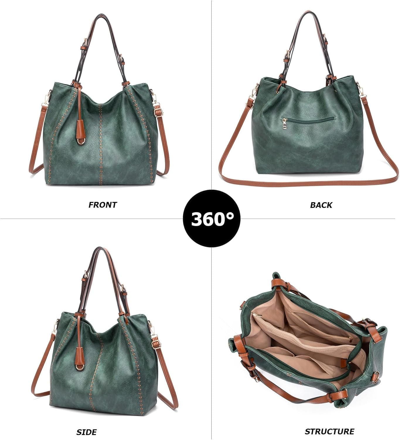 Casual Faux Leather Tote Hobo Bag for Women