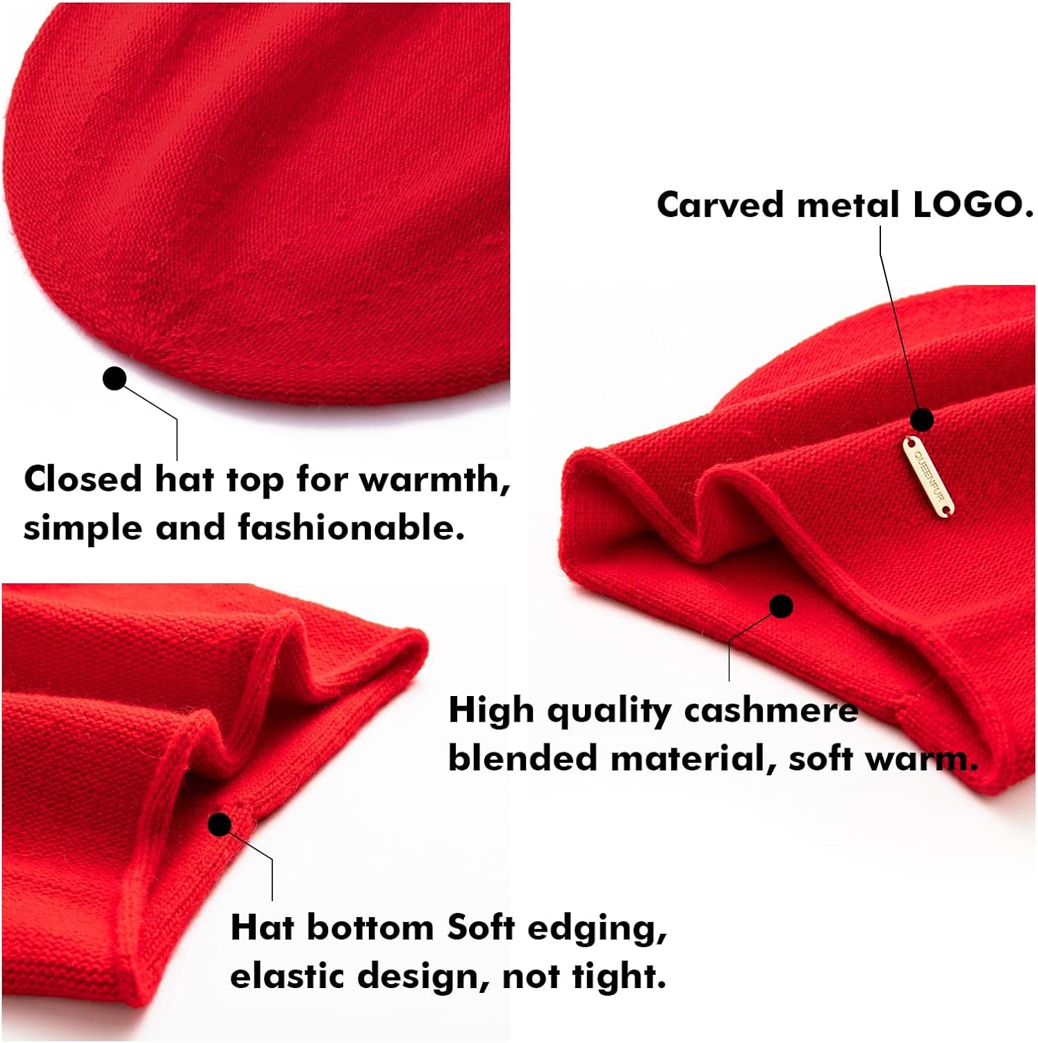 Knit Slouchy Beanie Hats for Women Cashmere Ski Cap Knitted Wool Soft Warm Winter Hat