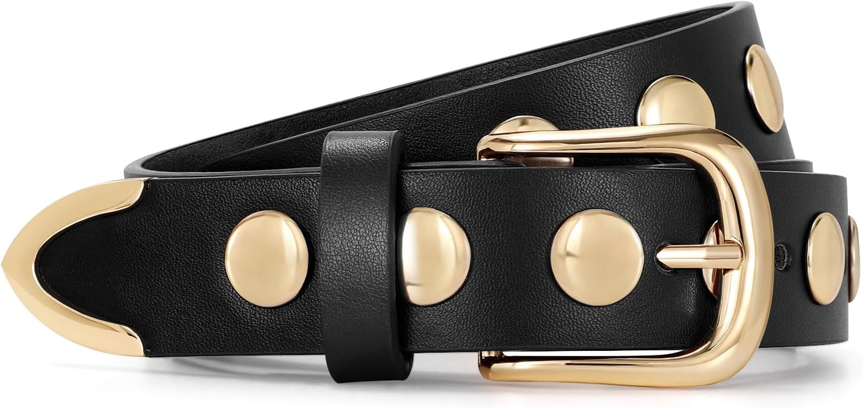 Women Fashion Leather Belt Punk Studded Belt for Jeans Pants Dresses