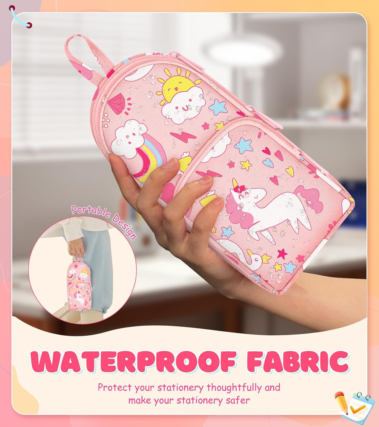 Cute Pencil Case,Unique Aesthetic 3D Schoolbag-Shaped Pencil Pouch for Girls Boys Kids Women,Big Capacity Pen and Pencil Stationery Organizer Bag with Zippers for School Office