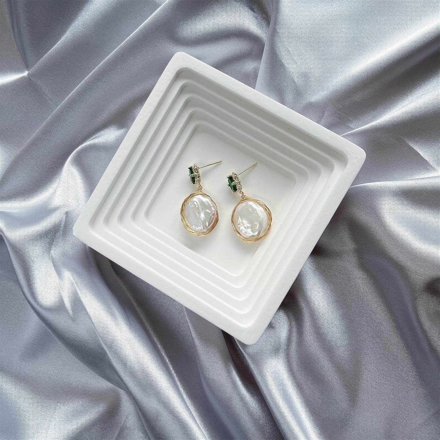 Pearl Earrings for Women,Baroque Freshwater Pearl Earrings for Women, Wire Wrap Gold Pearl Drop Earrings Jewelry, Handmade Jewelry Gift for Mom Lover Her (14K Gold Plated）