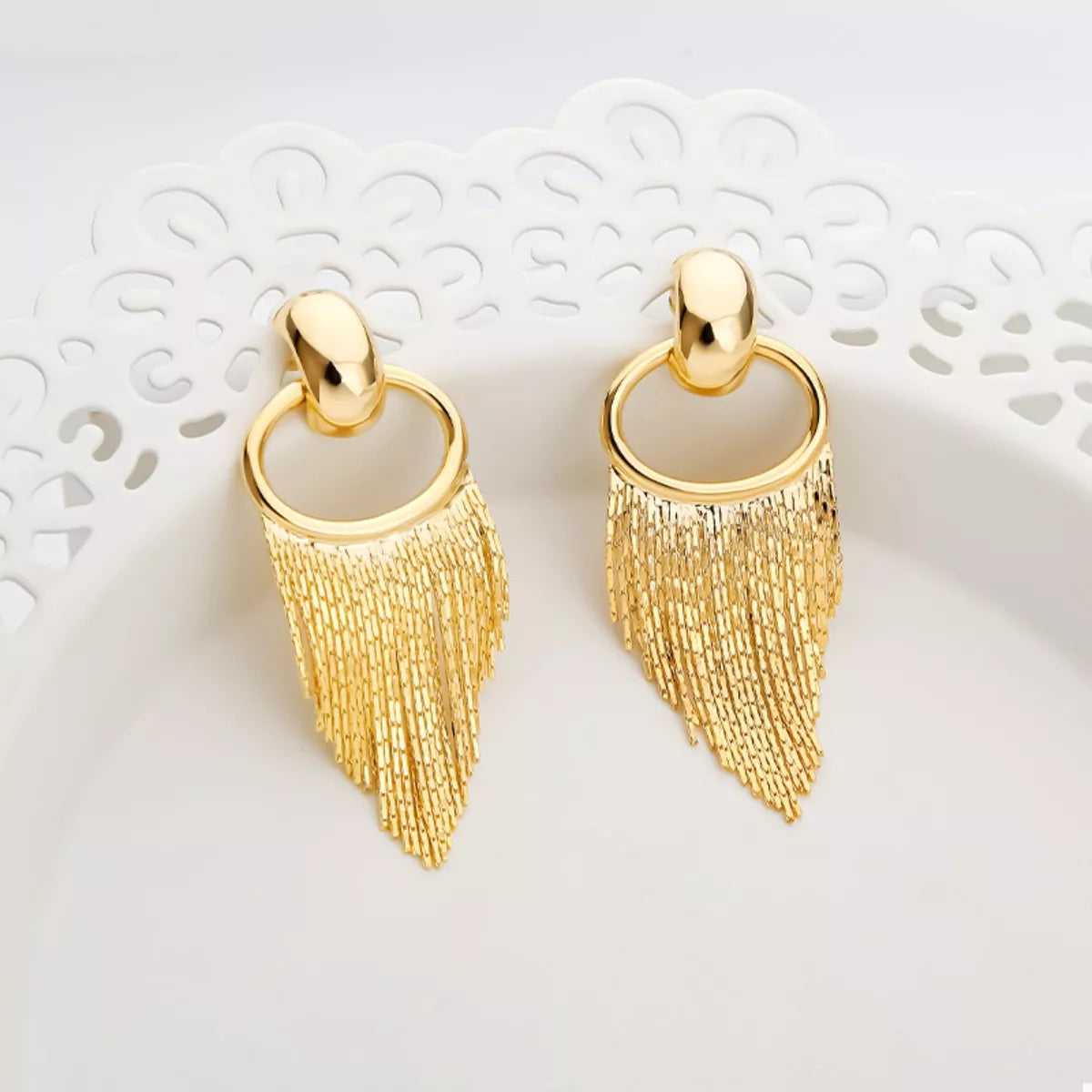 18K Gold-Plated Fringe Chain Earrings