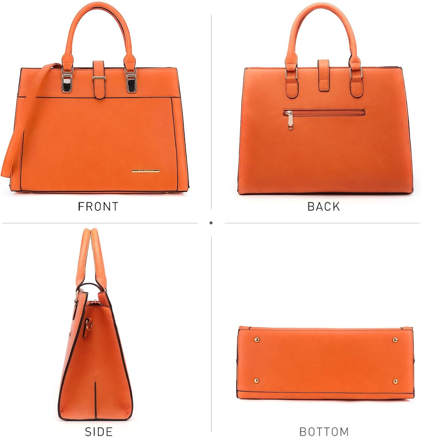 Women'S Handbag Flap-Over Belt Shoulder Bag Top Handle Tote Satchel Purse Work Bag W/Matching Wristlet