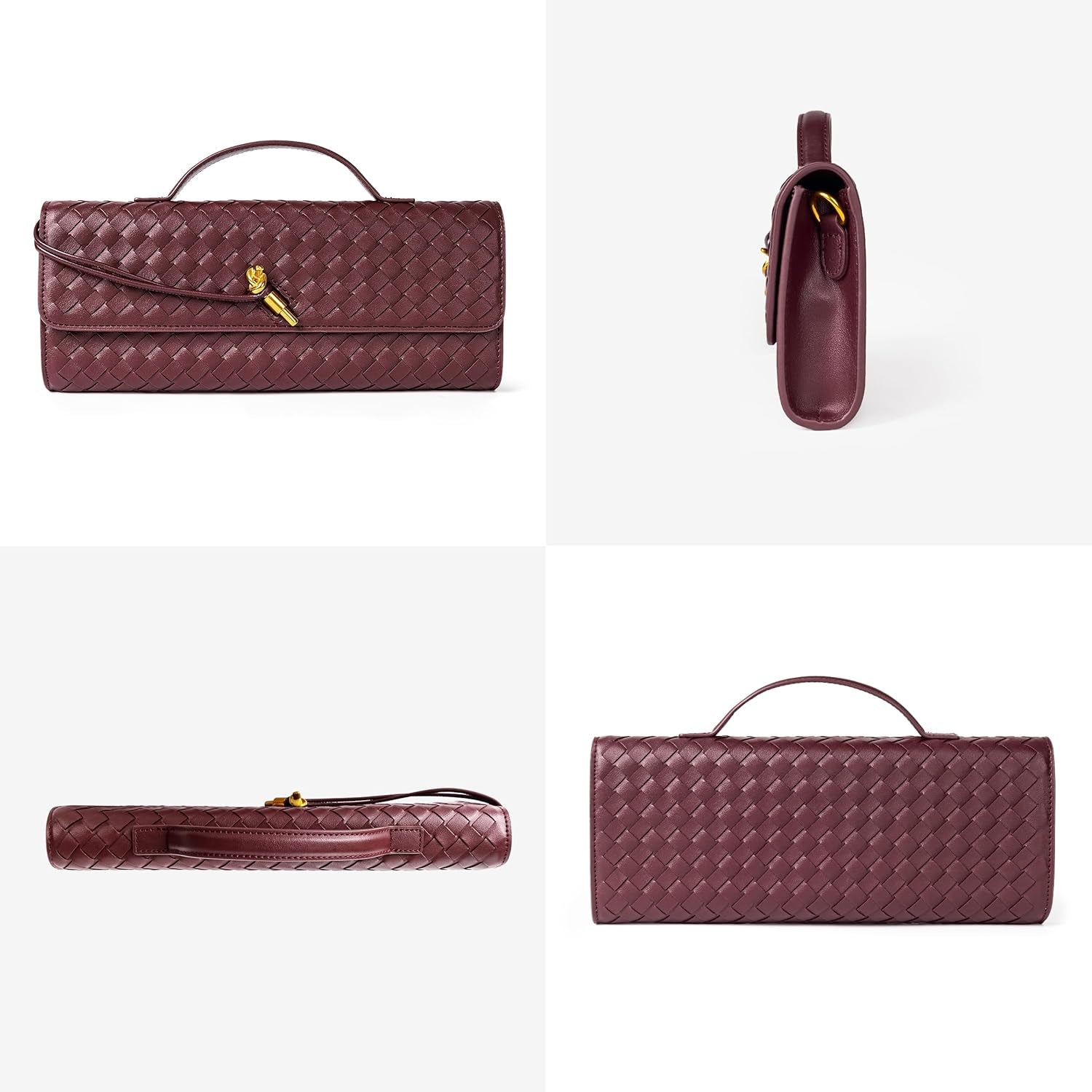 Woven Purse for Women Evening Clutch Woven Leather Handbags Crossbody Bag Purse Formal Evening Bag, Vegan Leather