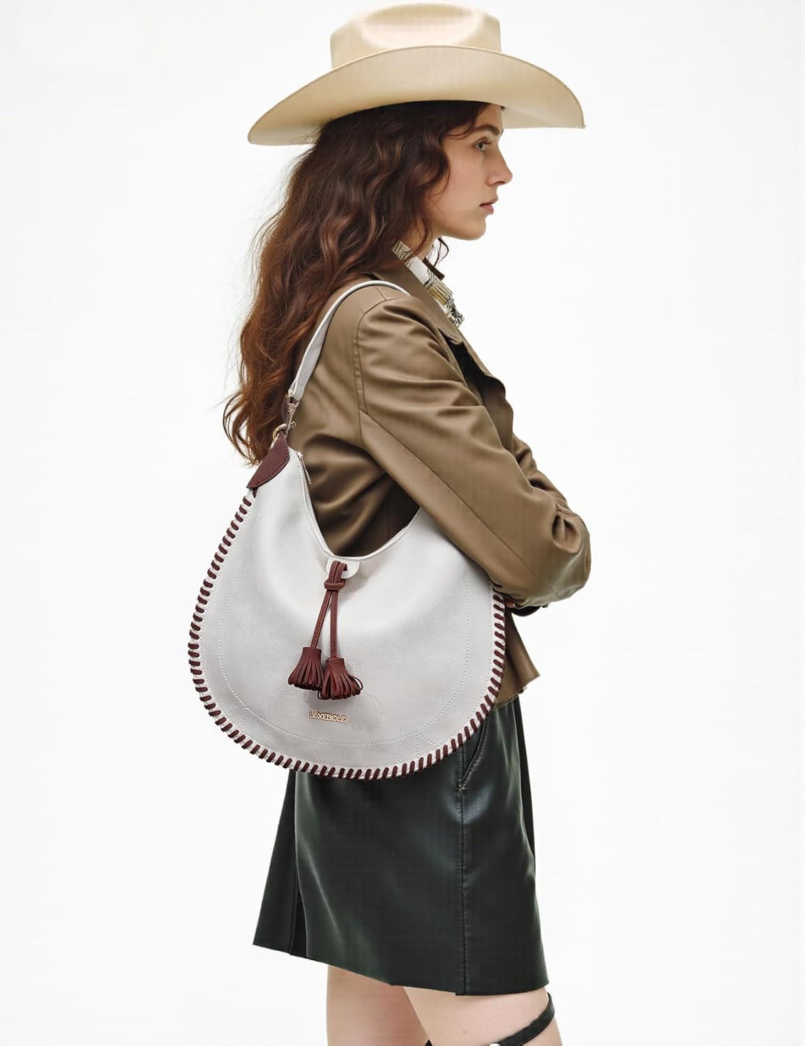 Hobo Bag for Women Western Crossbody Purses Woven Shoulder Handbags with Tassel