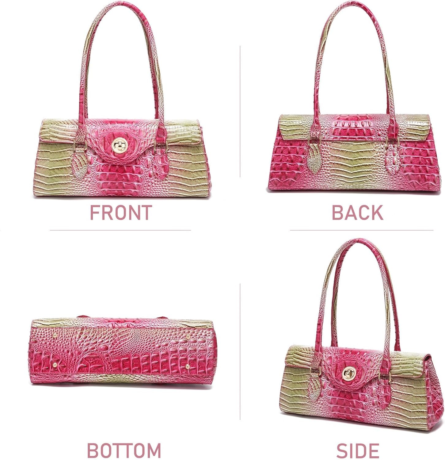 Leather Crocodile Pattern Top Handle Handbag for Women High-Value Satchel Tote Purse for Ladies