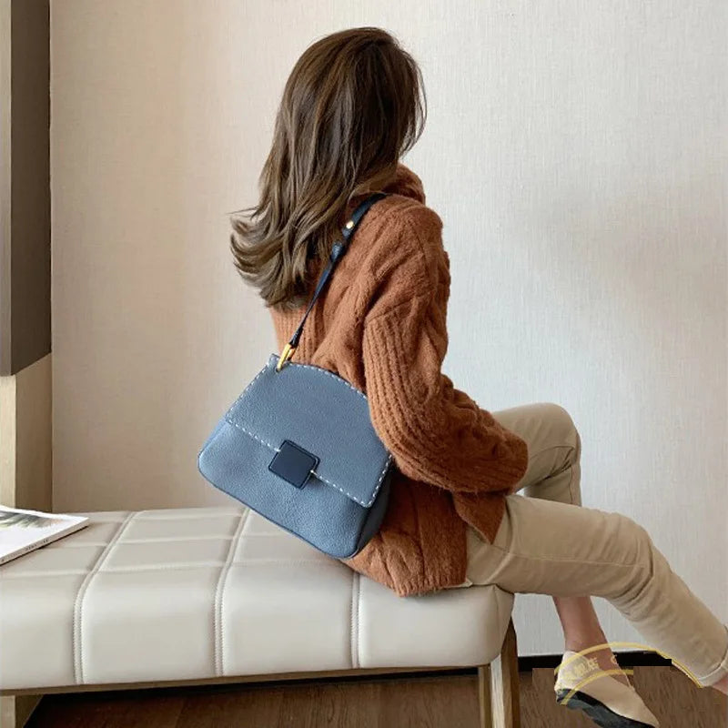New Chic Blogger Popular 100% Leather Women Shoulder Bag.