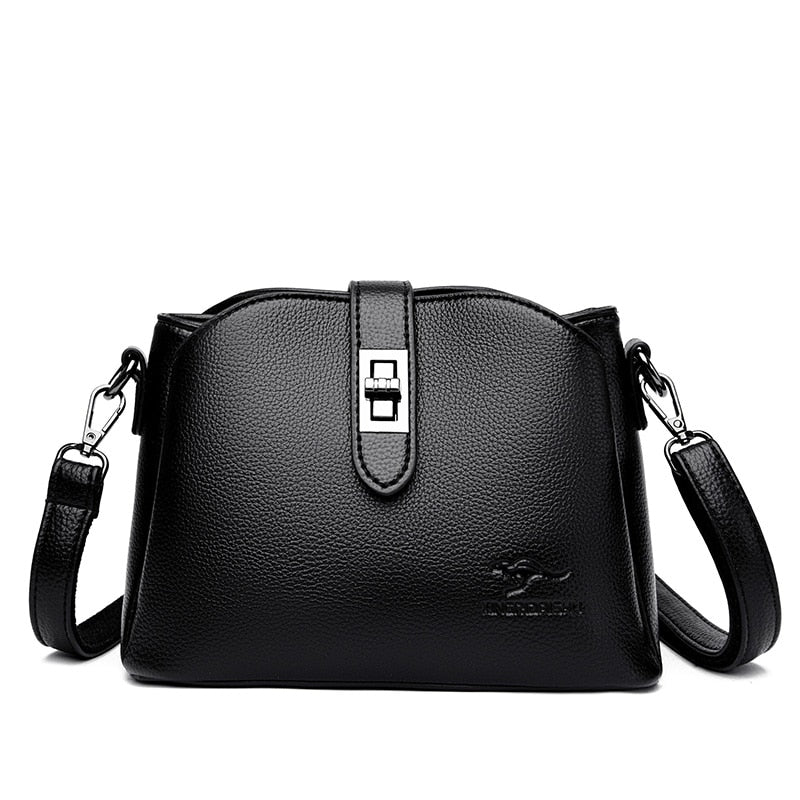 Multifunctional High-quality leather Bag Luxury Solid Color Crossbody