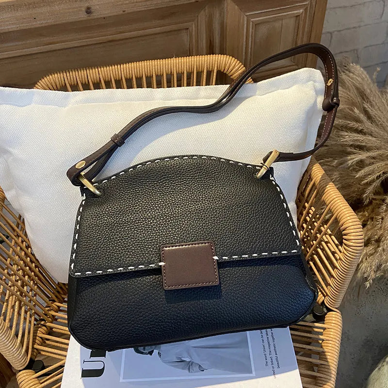 New Chic Blogger Popular 100% Leather Women Shoulder Bag.