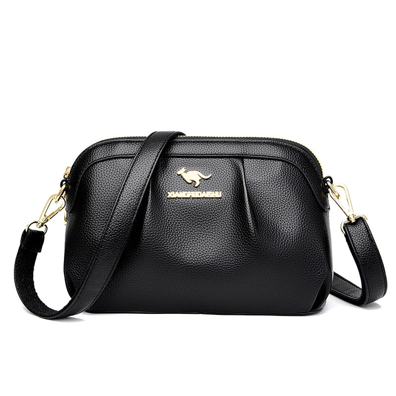 Solid Color Handbag Multifunctional High Quality Leather