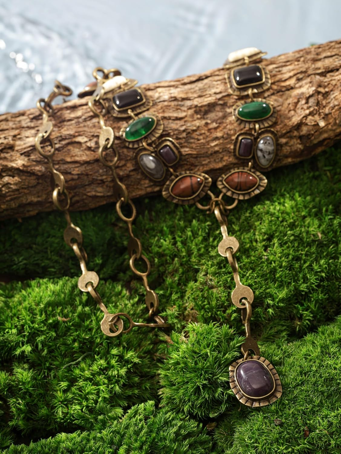 Bohemian Created Turquoise Beaded Y-Necklace, Turquoise-Toned Multi-Shaped Pendant, Dainty Elegant Jewelry for Women