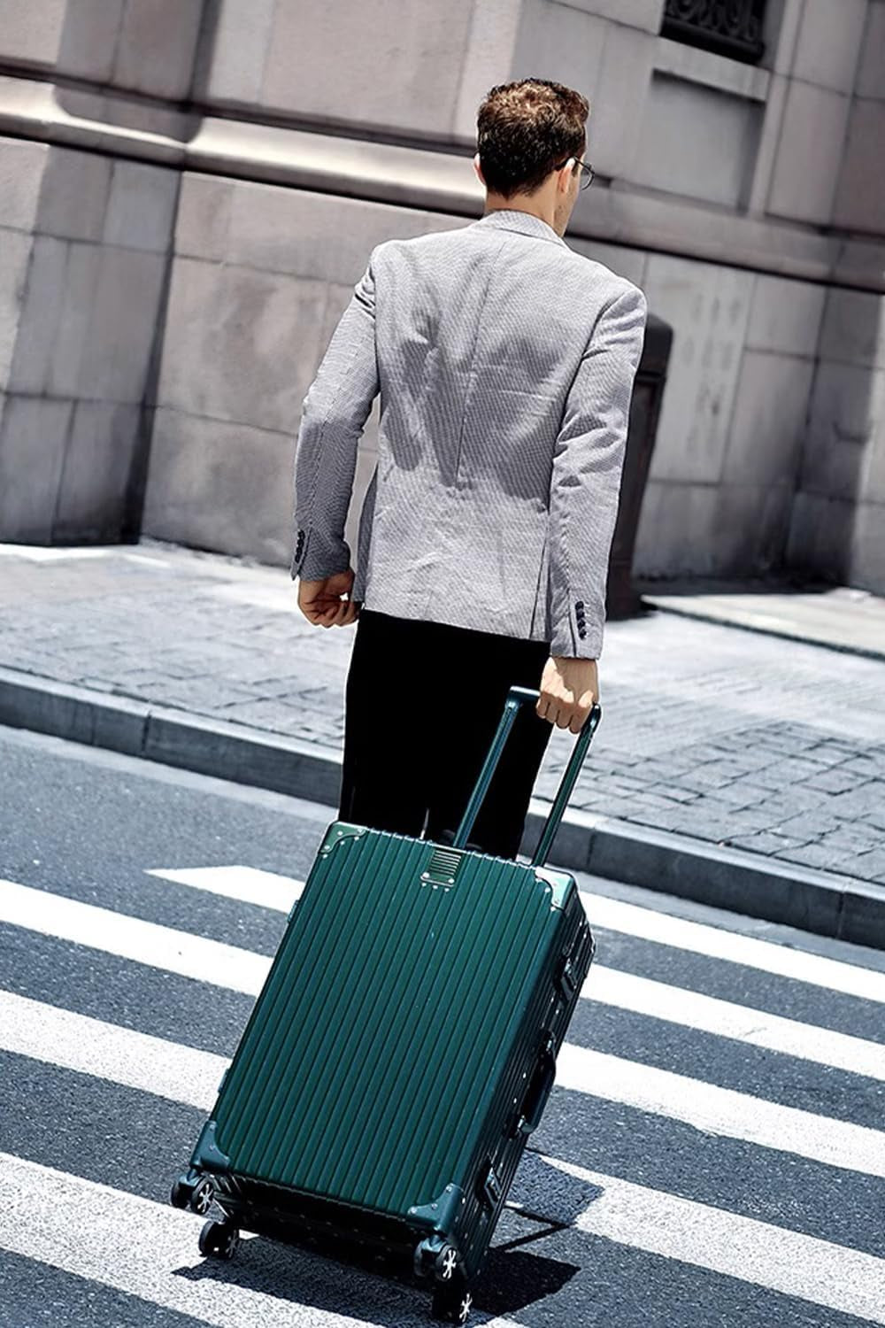 Carry on Luggage with Aluminum Frame, 20 Inch PC Hard Shell Suitcase with Spinner Wheels and TSA Lock, Lightweight Luggage for Travel (22X14X9 Airline Approved), Green