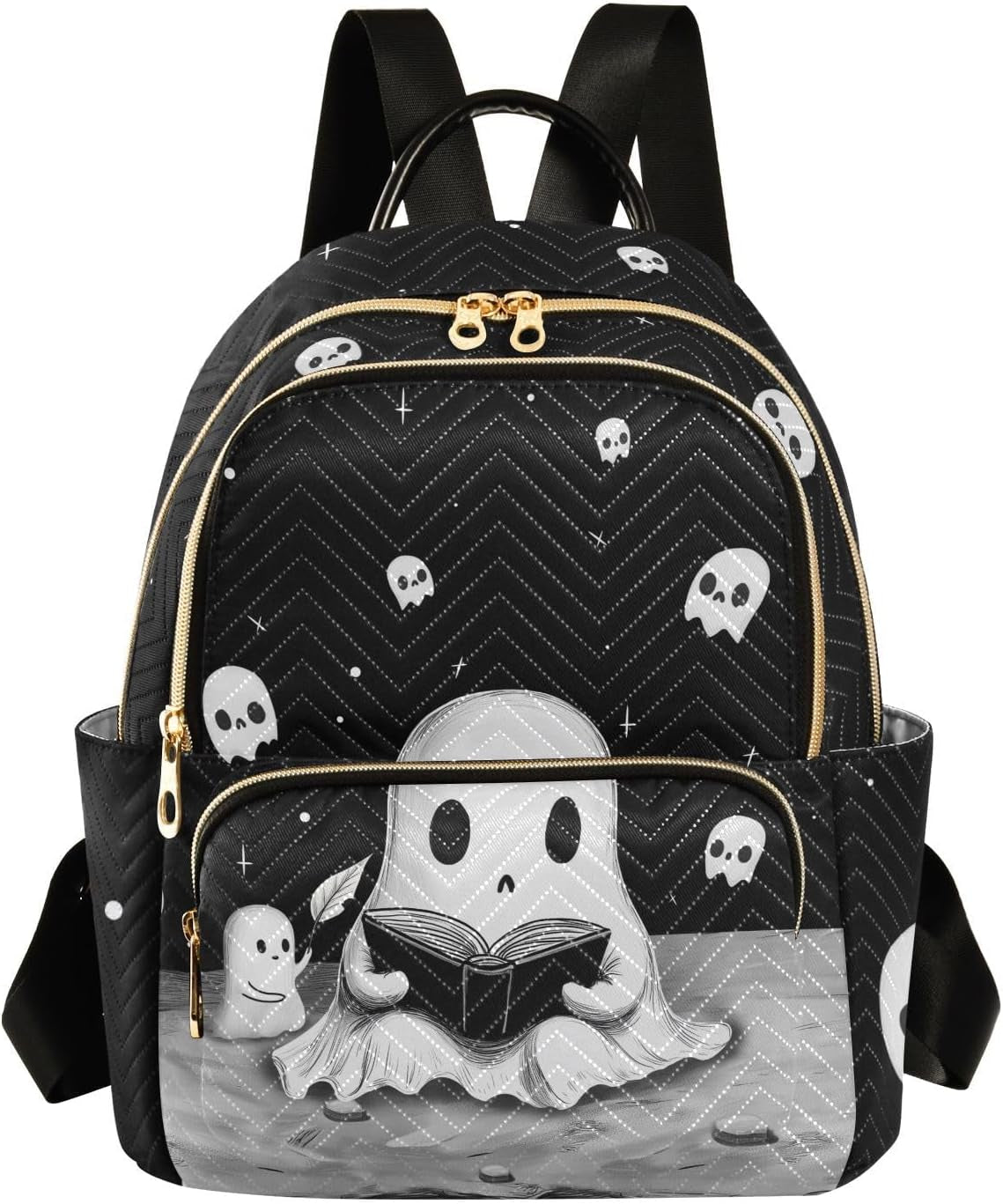 Cute Ghost Quilted Backpack Purse for Women Fashion Small Backpack Shoulder Bag Travel Casual Daypack M