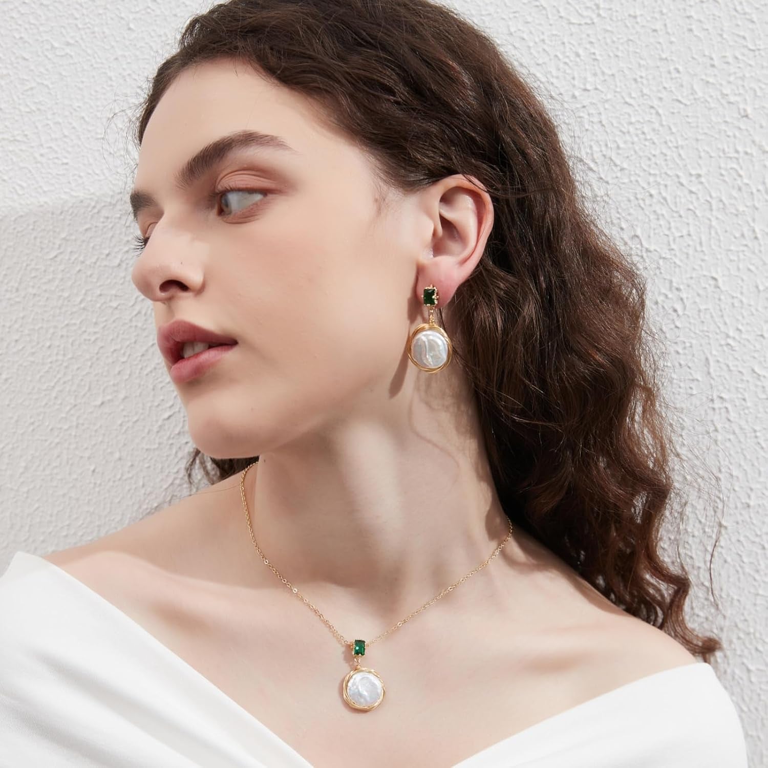 Pearl Earrings for Women,Baroque Freshwater Pearl Earrings for Women, Wire Wrap Gold Pearl Drop Earrings Jewelry, Handmade Jewelry Gift for Mom Lover Her (14K Gold Plated）