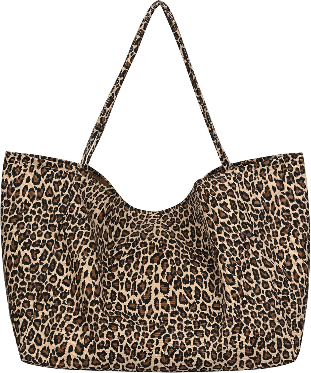 Large Leopard Print Canvas Tote Bag, Shoulder Handbag, Beach Shopping Purse