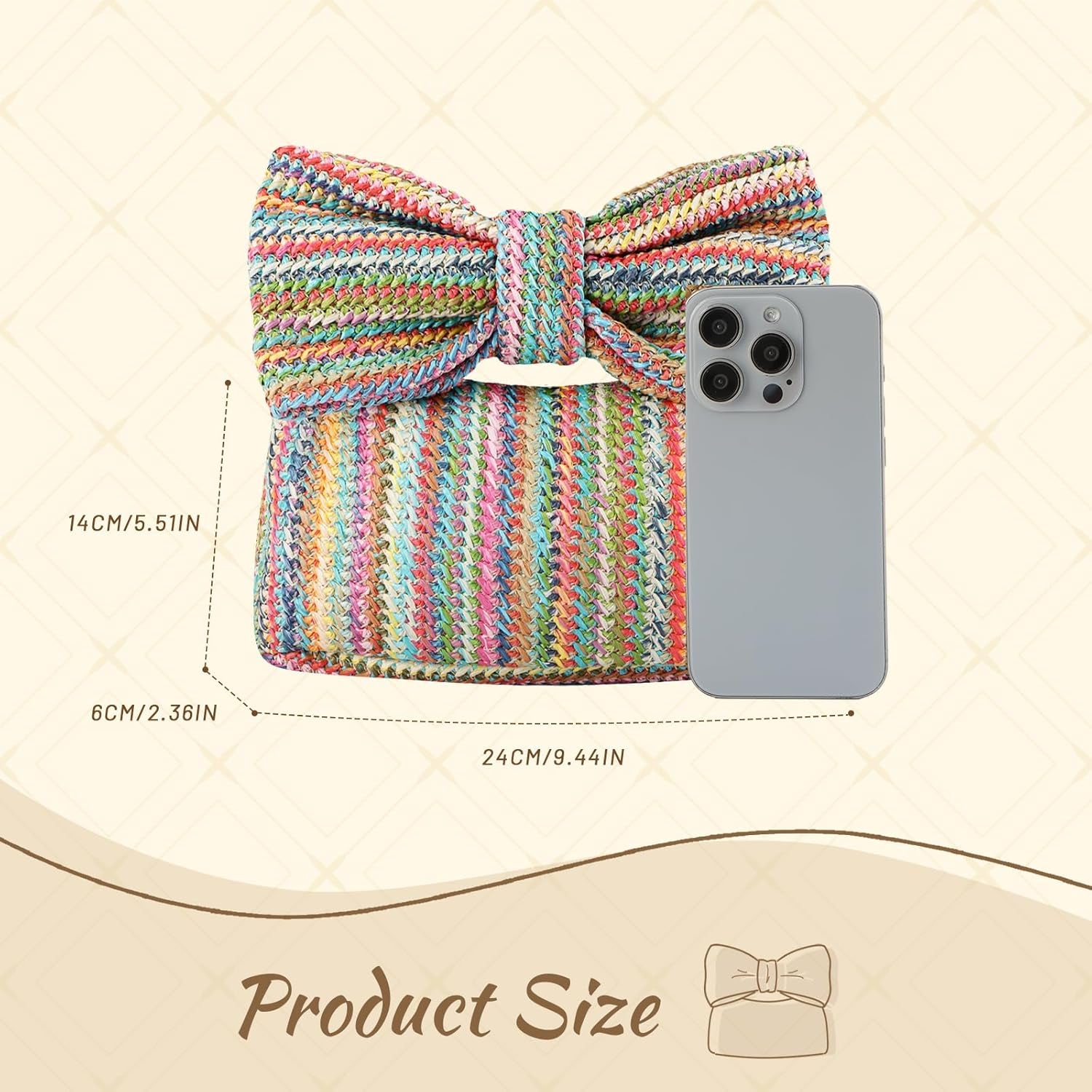 Bow Straw Clutch Purses for Women Summer Woven Rattan Handbags Wicker Beach Tote Bag 2025