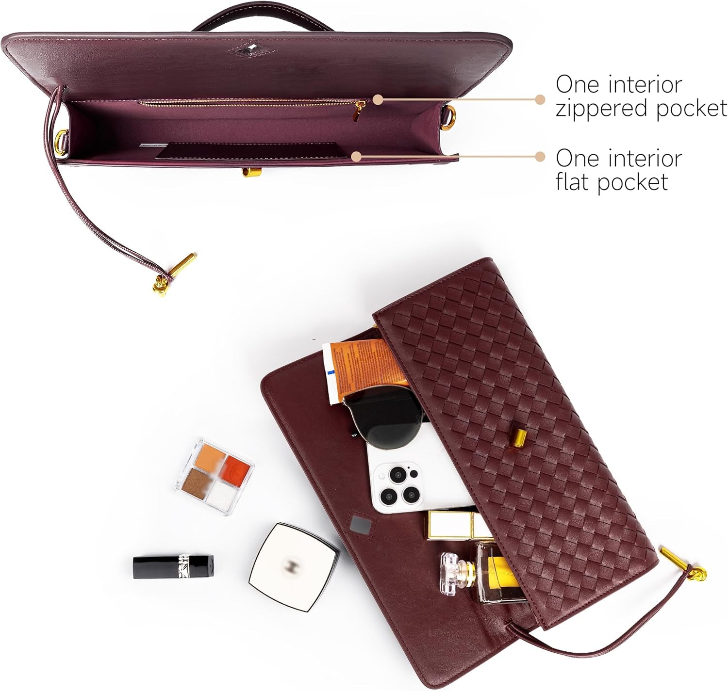 Woven Purse for Women Evening Clutch Woven Leather Handbags Crossbody Bag Purse Formal Evening Bag, Vegan Leather